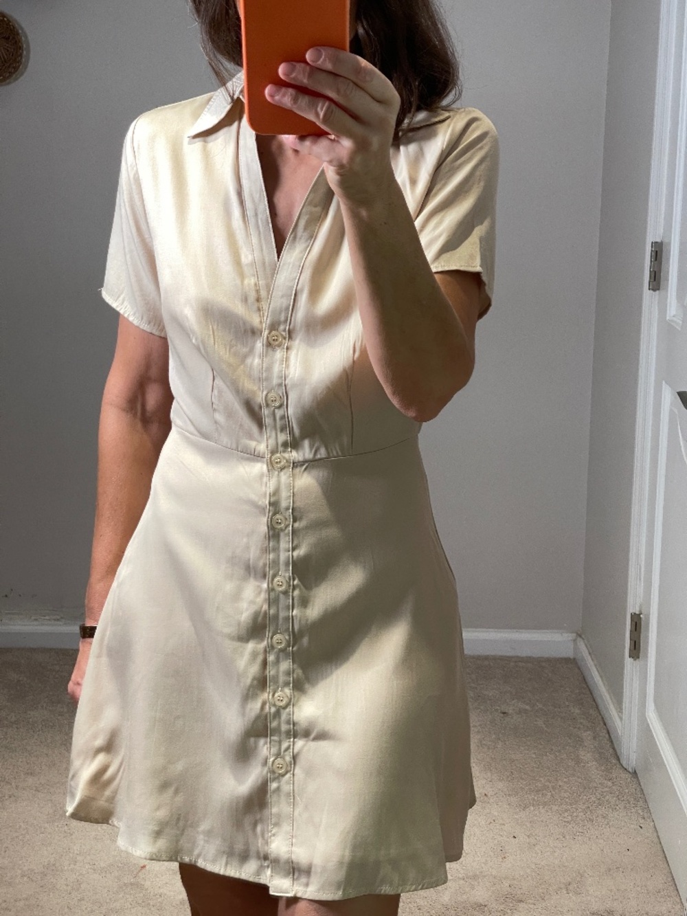 Lulus cream/beige lightweight shirt dress women XS NWT